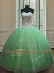 Decent Three Piece Tulle Sleeveless Floor Length Sweet 16 Dress and Beading