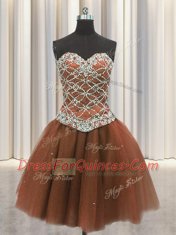 Inexpensive Three Piece Sleeveless Beading and Sequins Lace Up Quinceanera Gowns