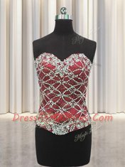 Three Piece Burgundy Lace Up Sweet 16 Dress Beading and Sequins Sleeveless Floor Length