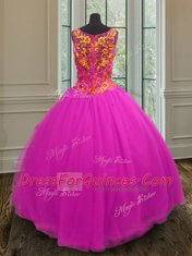 Fashionable Fuchsia Zipper Ball Gown Prom Dress Beading Sleeveless Floor Length