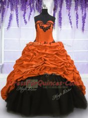 Vintage With Train Multi-color 15th Birthday Dress Taffeta Sweep Train Sleeveless Appliques and Pick Ups