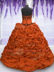 Vintage With Train Multi-color 15th Birthday Dress Taffeta Sweep Train Sleeveless Appliques and Pick Ups