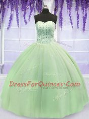 Yellow Green Sweetheart Neckline Beading Sweet 16 Quinceanera Dress Sleeveless Lace Up