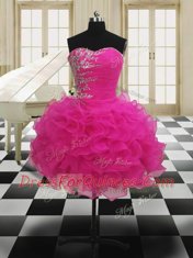 Trendy Four Piece Organza Sleeveless Floor Length Quinceanera Dress and Beading