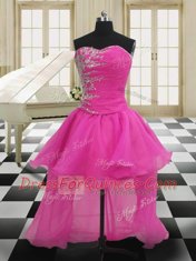 Trendy Four Piece Organza Sleeveless Floor Length Quinceanera Dress and Beading