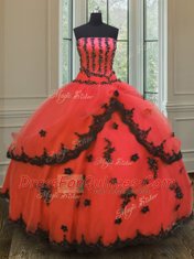 Smart Sleeveless Lace Up Floor Length Appliques Quinceanera Gowns
