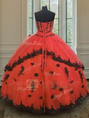 Smart Sleeveless Lace Up Floor Length Appliques Quinceanera Gowns