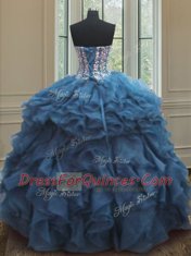Affordable Sleeveless Beading and Ruffles Lace Up Quinceanera Dress