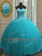 Floor Length Ball Gowns Sleeveless Aqua Blue Sweet 16 Quinceanera Dress Lace Up