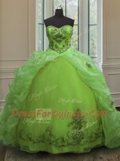 Glamorous Pick Ups With Train Quinceanera Gown Sweetheart Sleeveless Court Train Lace Up