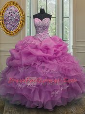 Pick Ups Sweetheart Sleeveless Lace Up Sweet 16 Quinceanera Dress Lilac Organza