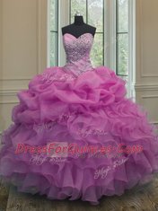 Pick Ups Sweetheart Sleeveless Lace Up Sweet 16 Quinceanera Dress Lilac Organza