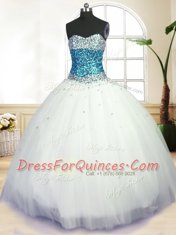 Great White Sweetheart Lace Up Beading Quince Ball Gowns Sleeveless
