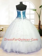 Great White Sweetheart Lace Up Beading Quince Ball Gowns Sleeveless