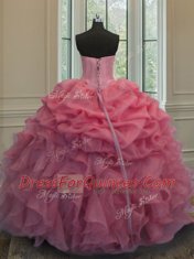 Inexpensive Organza Sleeveless Floor Length Sweet 16 Quinceanera Dress and Beading and Ruffles and Pick Ups