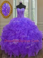 Traditional Floor Length Purple Vestidos de Quinceanera Sweetheart Sleeveless Lace Up Traditional Floor Length Purple Vestidos de Quinceanera Sweetheart Sleeveless Lace Up