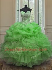 Pick Ups Sweetheart Sleeveless Lace Up Vestidos de Quinceanera Organza