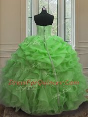 Pick Ups Sweetheart Sleeveless Lace Up Vestidos de Quinceanera Organza