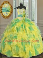 Ball Gowns Quinceanera Dress Multi-color Halter Top Organza Sleeveless Floor Length Lace Up
