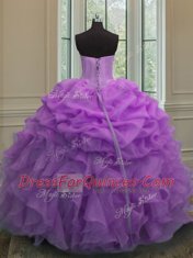 Popular Pick Ups Floor Length Lavender Sweet 16 Dress Sweetheart Sleeveless Lace Up