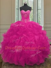 Designer Sleeveless Beading and Embroidery Lace Up Sweet 16 Dress