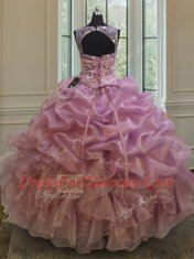Scoop Pick Ups Floor Length Ball Gowns Sleeveless Lilac Sweet 16 Dress Lace Up