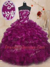 Enchanting Sleeveless Lace Up Floor Length Beading and Appliques and Ruffles Quinceanera Gowns