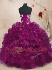 Enchanting Sleeveless Lace Up Floor Length Beading and Appliques and Ruffles Quinceanera Gowns