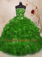 Sleeveless Lace Up Floor Length Beading and Appliques Quince Ball Gowns