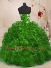Sleeveless Lace Up Floor Length Beading and Appliques Quince Ball Gowns