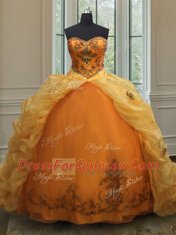 Glittering Sleeveless Court Train Beading and Appliques and Pick Ups Lace Up Quinceanera Gown