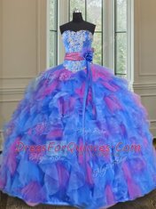 Excellent Floor Length Ball Gowns Sleeveless Multi-color Sweet 16 Dress Lace Up
