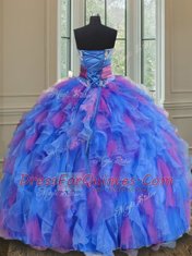 Excellent Floor Length Ball Gowns Sleeveless Multi-color Sweet 16 Dress Lace Up