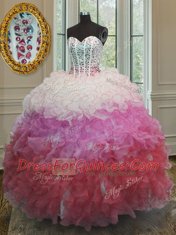 Sweetheart Sleeveless Lace Up Quinceanera Gowns Multi-color Organza