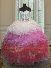 Sweetheart Sleeveless Lace Up Quinceanera Gowns Multi-color Organza