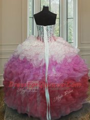 Sweetheart Sleeveless Lace Up Quinceanera Gowns Multi-color Organza