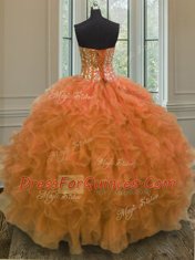 Sleeveless Lace Up Floor Length Beading and Ruffles Quince Ball Gowns