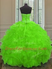 Fashion Floor Length Lace Up Sweet 16 Dress for Military Ball and Sweet 16 and Quinceanera with Beading and Embroidery and Ruffles