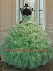 Quinceanera Dresses Military Ball and Sweet 16 and Quinceanera and For with Beading and Ruffles and Pick Ups Scoop Sleeveless Lace Up
