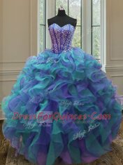 Luxury Floor Length Ball Gowns Sleeveless Multi-color 15 Quinceanera Dress Lace Up