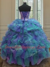 Luxury Floor Length Ball Gowns Sleeveless Multi-color 15 Quinceanera Dress Lace Up