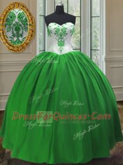 On Sale Taffeta Sweetheart Sleeveless Lace Up Embroidery Sweet 16 Quinceanera Dress in Green