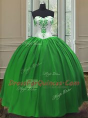 On Sale Taffeta Sweetheart Sleeveless Lace Up Embroidery Sweet 16 Quinceanera Dress in Green