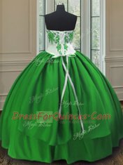 On Sale Taffeta Sweetheart Sleeveless Lace Up Embroidery Sweet 16 Quinceanera Dress in Green