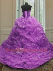 Purple Sweetheart Neckline Beading and Appliques and Pick Ups Sweet 16 Quinceanera Dress Sleeveless Lace Up