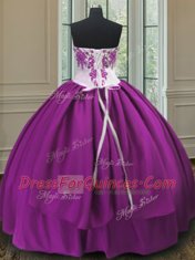 Floor Length Lace Up Quinceanera Gown Purple for Sweet 16 and Quinceanera with Beading