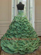 Sweetheart Sleeveless Organza and Taffeta 15 Quinceanera Dress Beading and Appliques and Pick Ups Sweep Train Lace Up