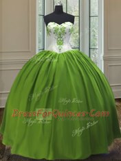 Sleeveless Lace Up Floor Length Embroidery Sweet 16 Dress