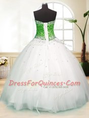 Trendy White Sweetheart Neckline Beading Sweet 16 Quinceanera Dress Sleeveless Zipper