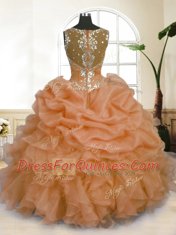 Noble Sleeveless Zipper Floor Length Beading and Ruffles and Pick Ups Sweet 16 Quinceanera Dress